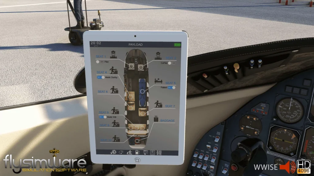 Learjet 35A EFB montrant une nouvelle mise en page pour l'expansion de MedEvac.