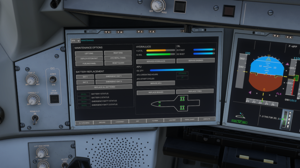 INIBUILDS A350 Page de maintenance EFB