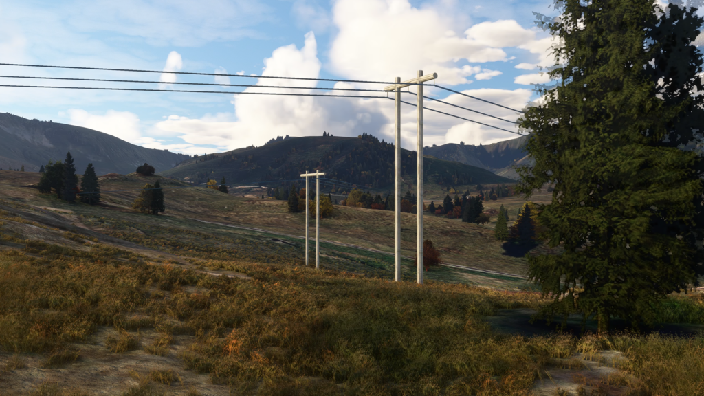 ORBX Global Power Lignes - tir montrant les lignes électriques rurales en béton
