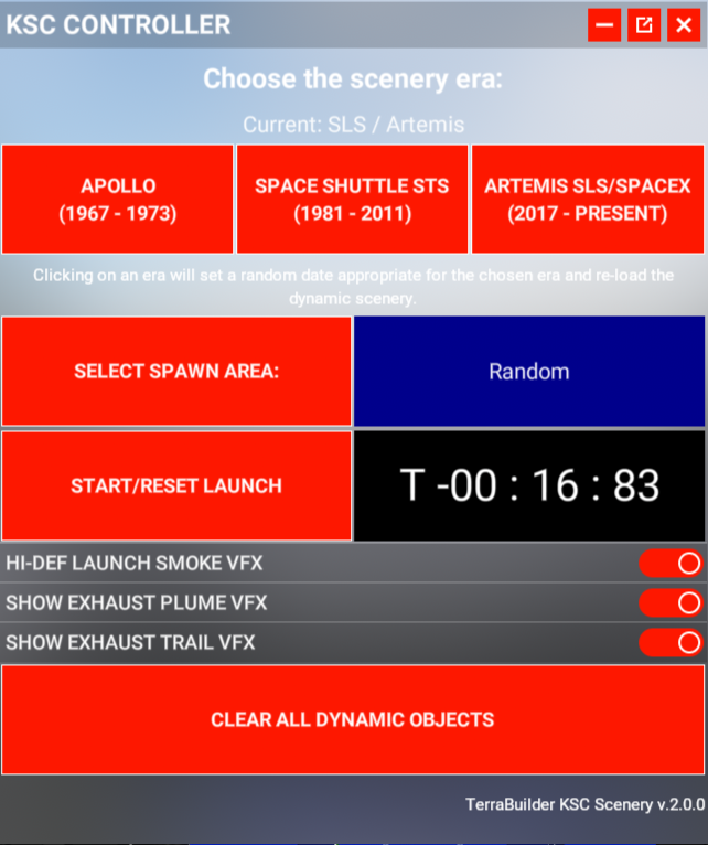 Terrabuilder KSC Menu Controls