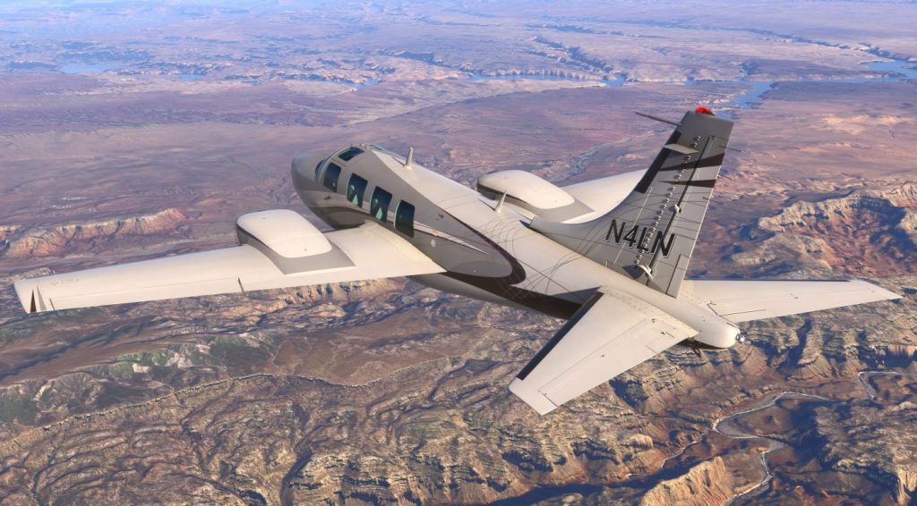 Le Piper Aerostar 600 Airborne dans Microsoft Flight Simulator 2024.