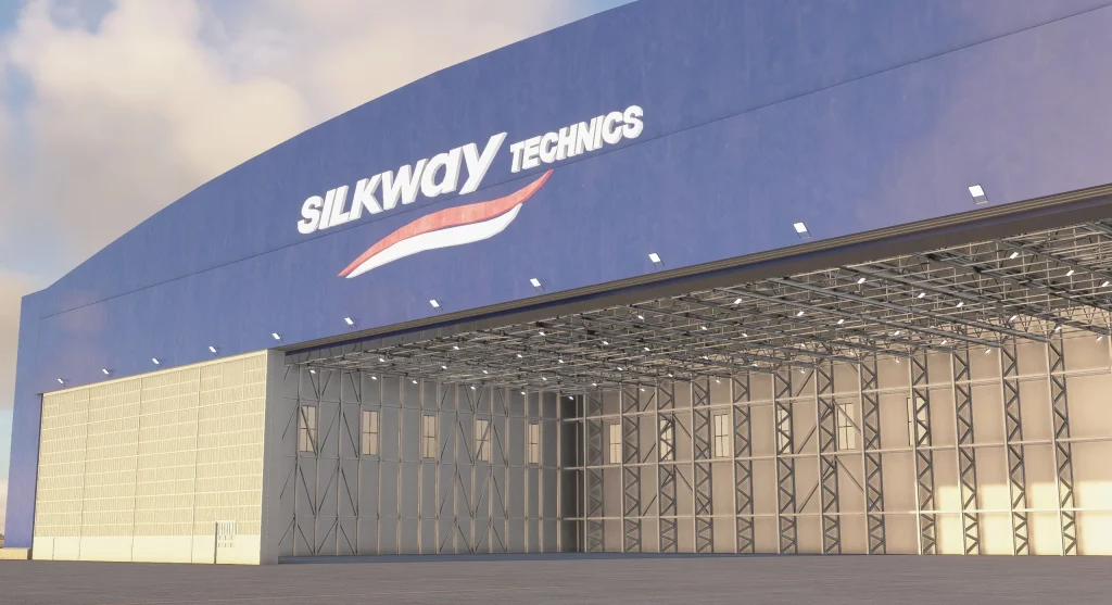 En vue SIM de la interprétation Azrsim 'du hangar de la technique de Silkway Heydar Aliyev de Baku. 
