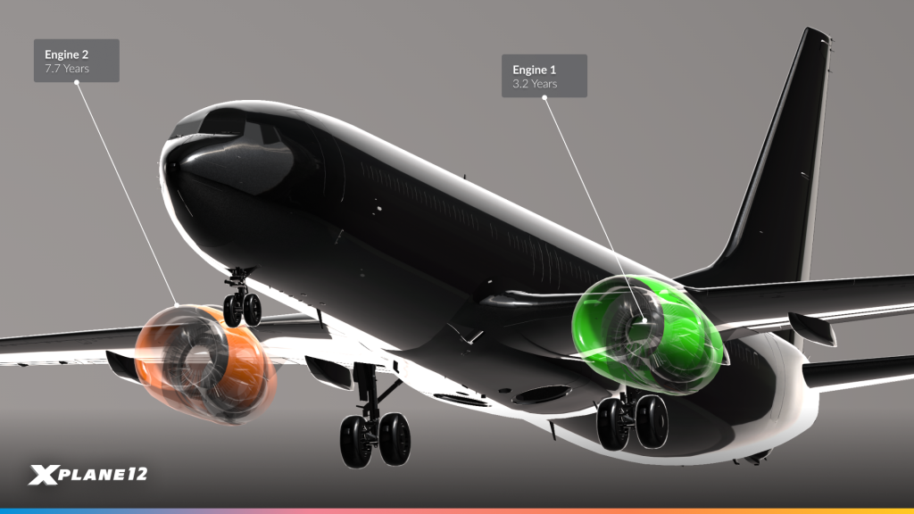 Plan X-Plane 12.3.0 usure simulée du moteur