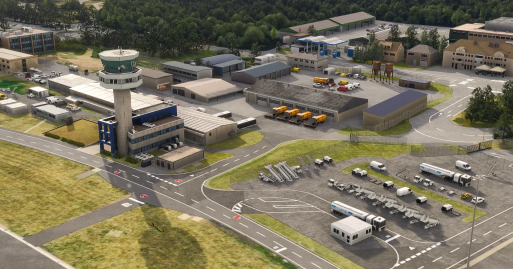 Vue INSIM de l'aéroport du Luxembourg de l'Atelic pour le tablier de cargaison MSFS 2020 et 2024.