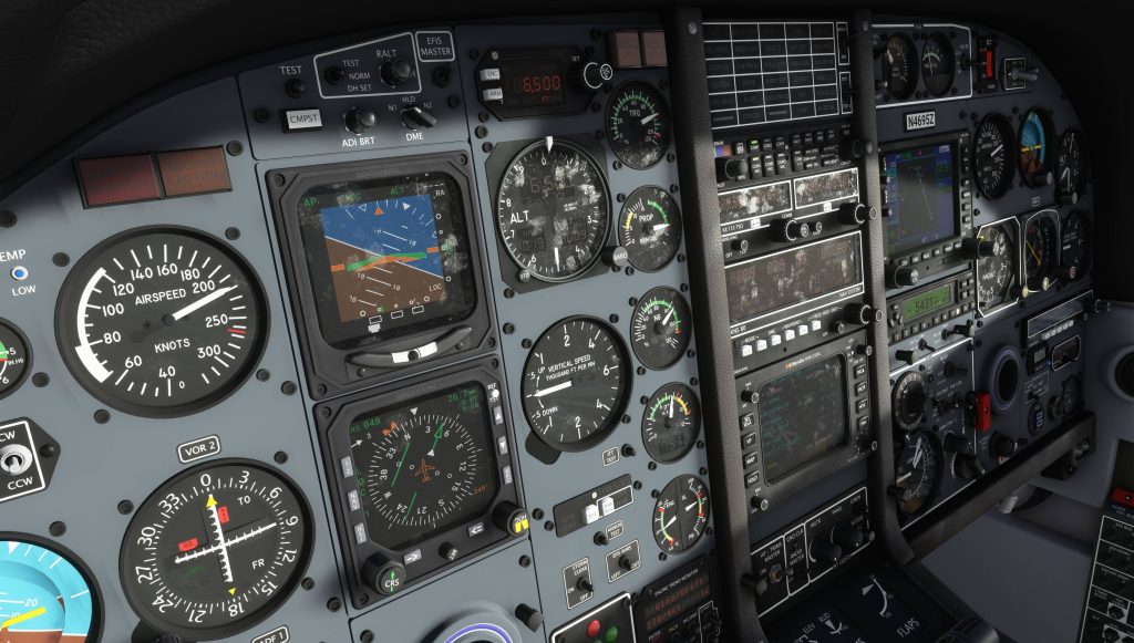 En vue SIM du cockpit TBM 850 de Black Square. 