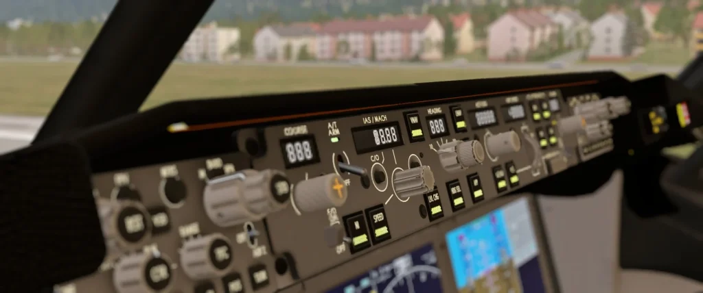 SPECLACLE DU PANNEAU DE CONCROST DE MODE MAX AIRFOIL LABS 737 Test de panneaux de configuration de MAX Tous les écrans et interrupteurs illuminés.