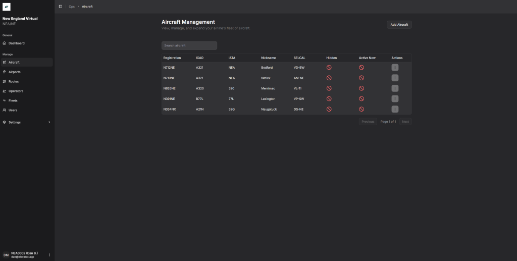 Page de gestion ELEVATEX