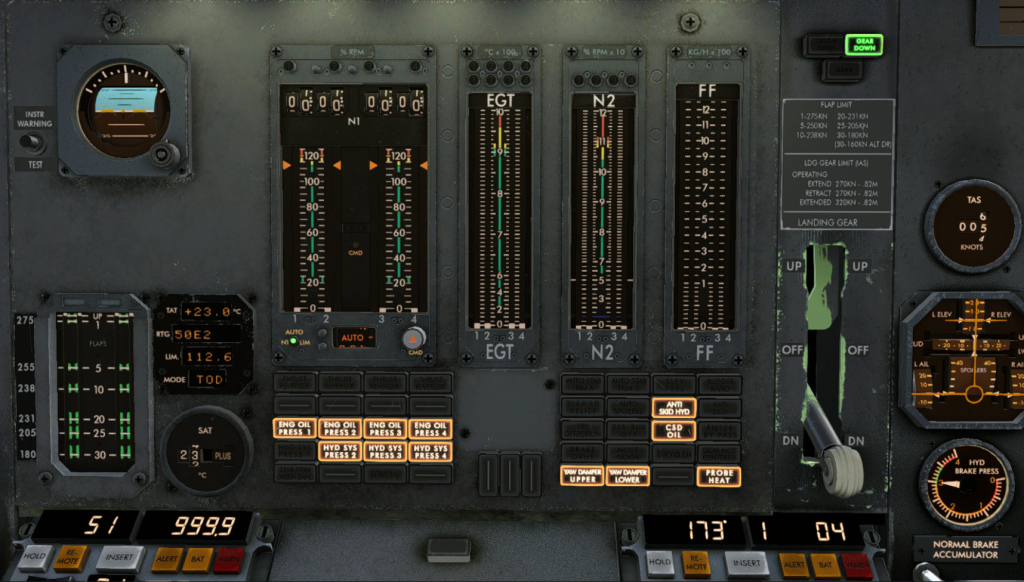 Gros plan sur le tableau de bord du moteur Felis 747-200F