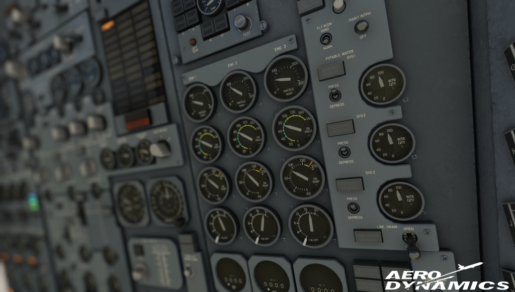 En vue sim du panneau Aero Dynamics DC-10 Engineer