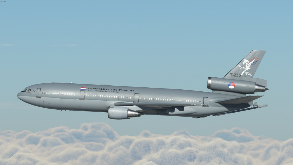 En vue sim de l'Aero Dynamics KC-10 Extender en livrée de l'armée de l'air néerlandaise