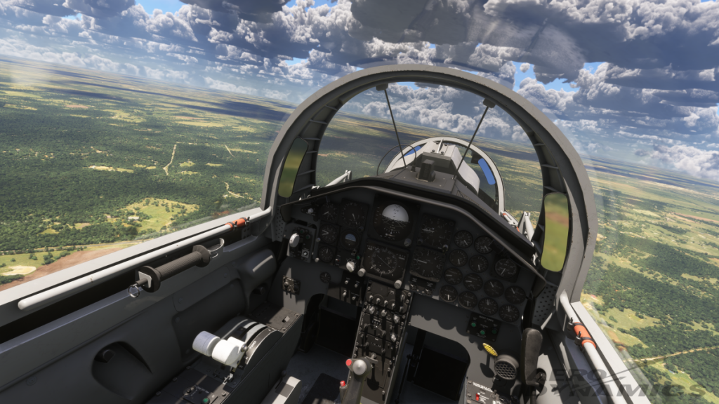 En vue SIM du cockpit du T38 Talon d'Aero-Dynamics dans sa version analogique.