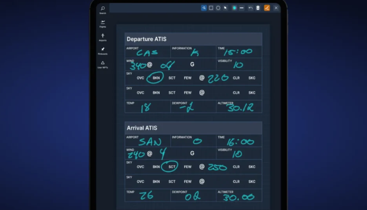 Navigraph Charts Scratchpads Modèle météo ATIS
