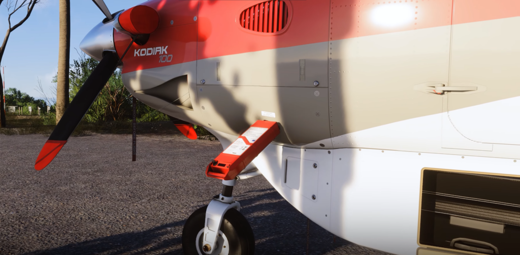 Kodiak 100 MSFS 2024 par SimWorks Studios prise d'alimentation externe batterie portable supportant les détails de l'avion