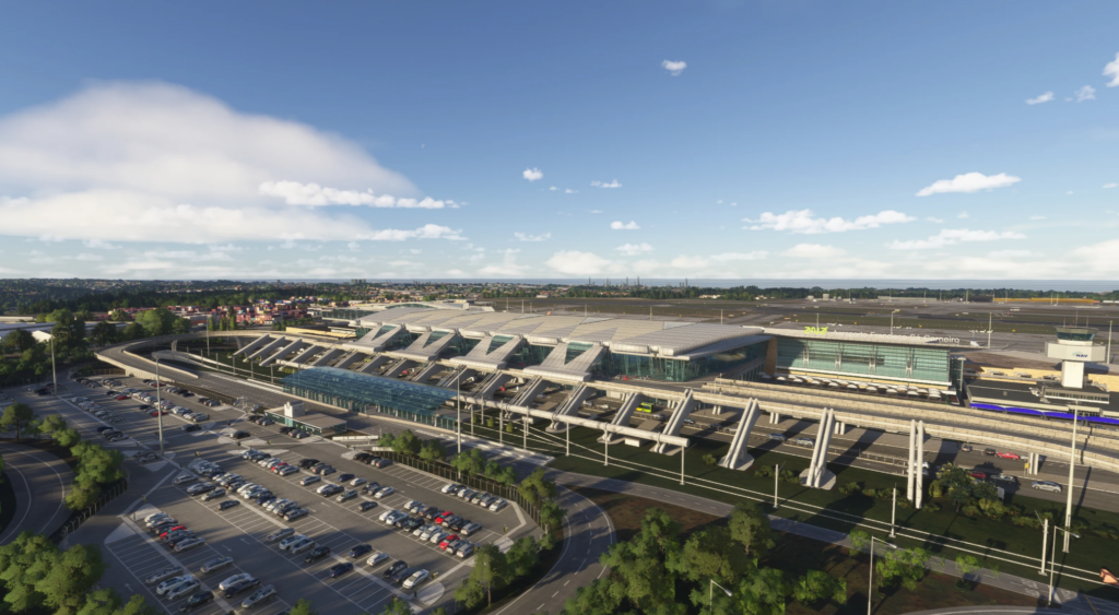 Aperçu détaillé du terminal et de l'aire de stationnement de l'aéroport de Porto (LPPR) dans la scène MK Studios MSFS 2024