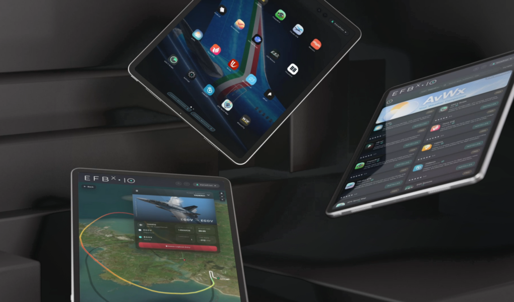 Plateforme d'applications intégrée efbX avec outils de navigation de suivi des vols et applications aéronautiques pour MSFS 2024