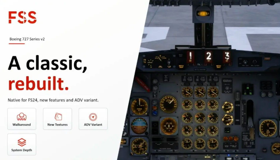 Mise à jour de développement de FlightSim Studio Boeing 727 version 2 avec fonctionnalités natives MSFS 2024