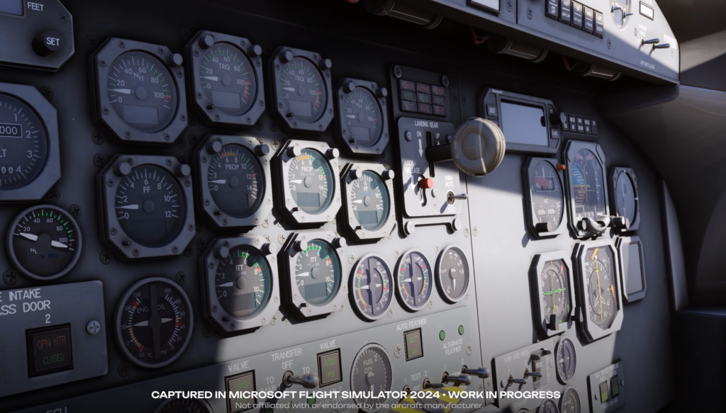Panneau d'instruments et de systèmes du moteur dans SimWorks Studios Classic 8 Series Dash 8-100 pour Microsoft Flight Simulator 2024